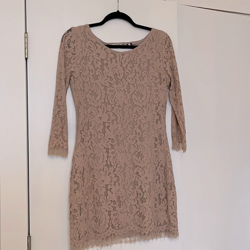 Beautiful peach lace cocktail dress